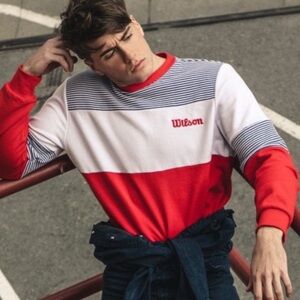Wilson x Forever 21 Red and White Crewneck Striped Men's Sweater Size Large